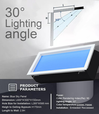 comprar Altura de reserva en el techo 300 mm Luz de cielo artificial para espacios con techos altos Envío rápido en 7 días Tamaño del producto L600*W300*H150mm 40W Fabricación en línea