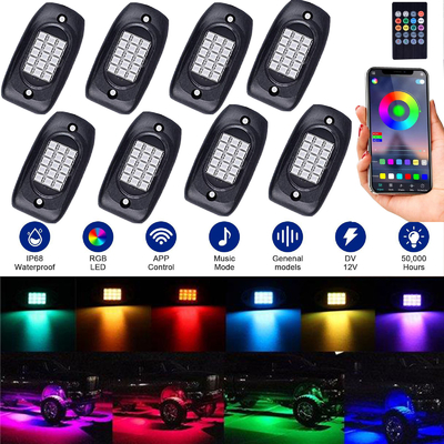 comprar Equipo práctico de la luz de la roca del RGB LED del coche, luces cambiantes de la roca del color 6000K LED Fabricación en línea