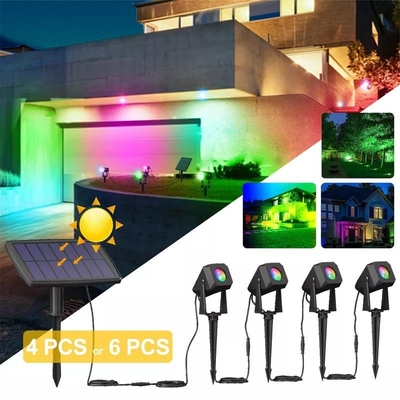 comprar Focos de exterior de colores regulables solares Control inteligente a prueba de agua Fabricación en línea