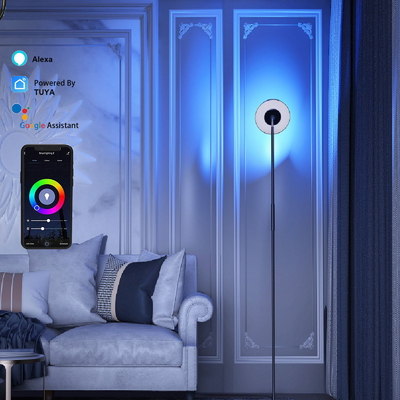 Esquina multi de la lámpara de DC 24V RGB de la escena, lámpara de pie LED RGB del comando de voz
