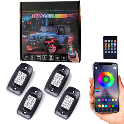 Luces de roca RGB estables de DC 12V con control remoto 8Pcs Neon Underglow