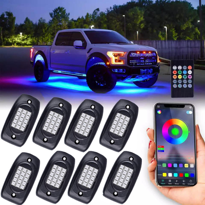 La roca de la vaina de la motocicleta 4 enciende RGBW, la roca cambiante del color a prueba de golpes enciende Bluetooth