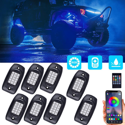Luces de roca RGB multicolor de mano a prueba de agua con control remoto