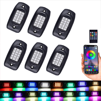 Luces a prueba de polvo de la roca de Multiscene LED Bluetooth, luces de la vaina del RGB LED de la prenda impermeable IP68