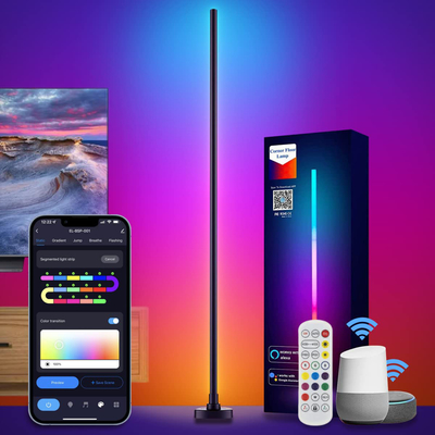 Lámpara de pie de esquina RGB infrarroja para sala de estar teledirigida con modo de música