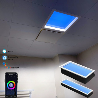 90% superficie de transmisión de luz montada paneles de faro falso en forma rectangular con control Tuya 100V-240V
